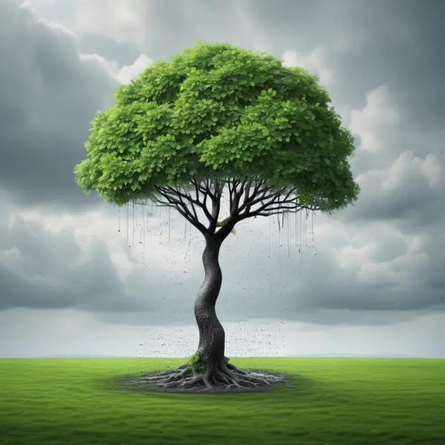Corporation as a growing tree absorbing tax deductions in form of rainwater for improved financial growth