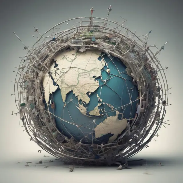 Image of a globe interlinked by tax havens (low-tax countries) and multinational corporate entities