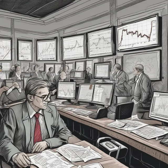 Technical analysts studying charts with a focus on identifying key support and resistance levels during a market correction