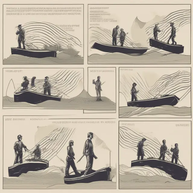 A metaphorical representation of sector performance during market corrections, depicted as waves guiding various sectors on a seesaw