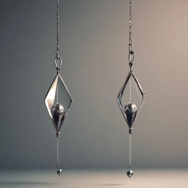 Two interconnected pendulums swinging together symbolizing strong positive correlation.