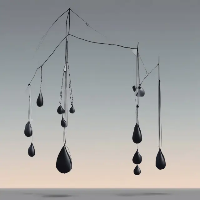 Two connected pendulums swinging in opposing directions, symbolizing negative correlation between assets.