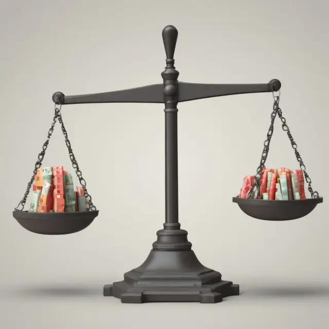 A seesaw with economic indicators as weights represents quant trading
