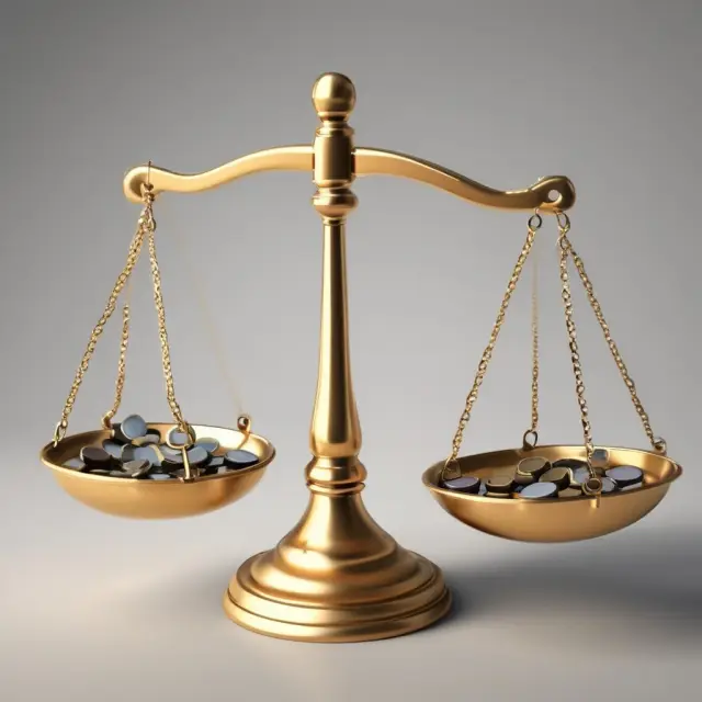 A balance scale weighs intangible project benefits against tangible costs, symbolizing informed business decision-making