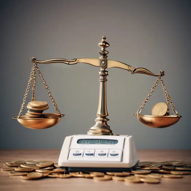 Scale weighing budgeted expenses against actual costs, demonstrating variance analysis for cost control