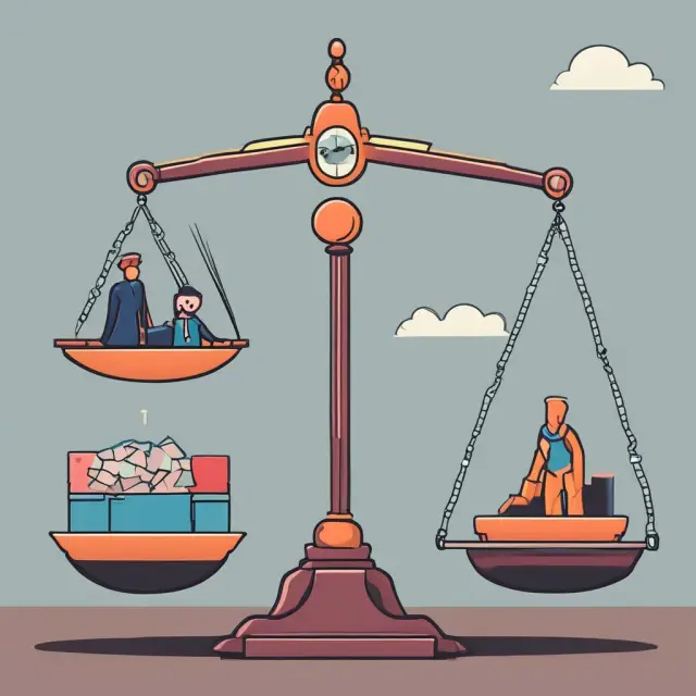 Balanced scale representing labor costs vs. productivity gains in labor cost management
