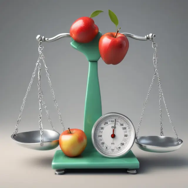 An apple symbolizing cost of living is balanced between factors like housing, food, transportation, utilities, and healthcare.