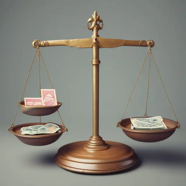 Balance scale illustrating the relationship between cost of living and wages for individuals and employers
