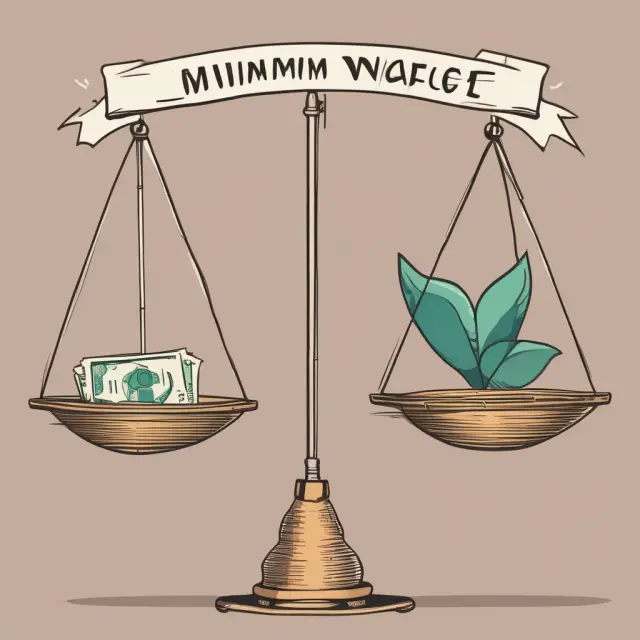 A visual representation of balancing minimum and living wages for economic stability.