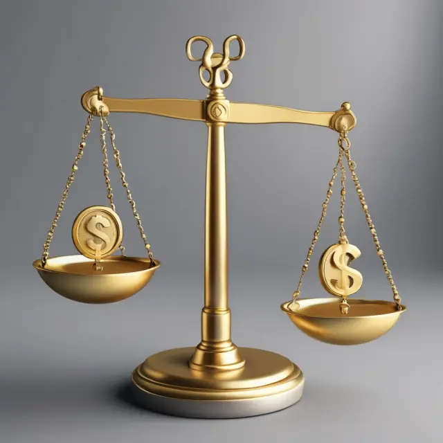 Golden scale balances currency symbols representing home and host countries in a cost of living comparison