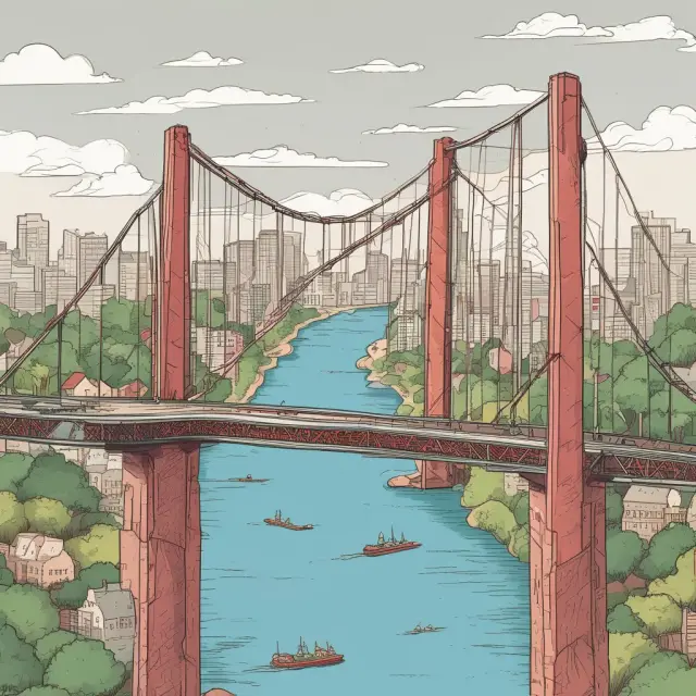 A sturdy wooden bridge connecting various islands representing sales volume, product pricing, and business profits with CVP analysis as the connector