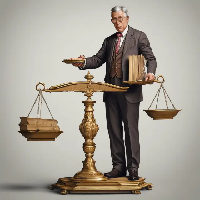 Investor managing cost basis through golden dividend trays on a scale, with supporting record books.