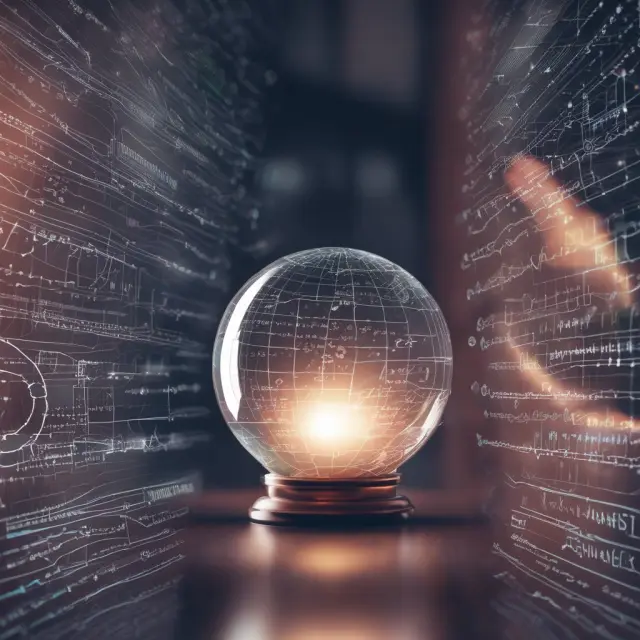 Financial analyst analyzing Cost of Equity using CAPM and Beta. Crystal ball reveals CAPM formula and market data.