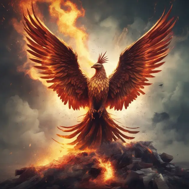 Phoenix emerging from financial charts, representing the valuable insights gained through Cost of Capital Analysis.