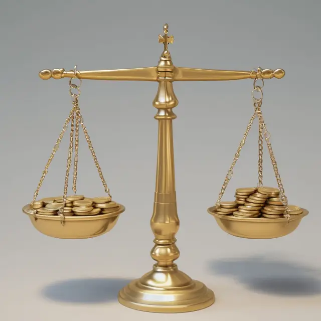 Gold and silver scales balancing, representing cost of equity versus actual cost