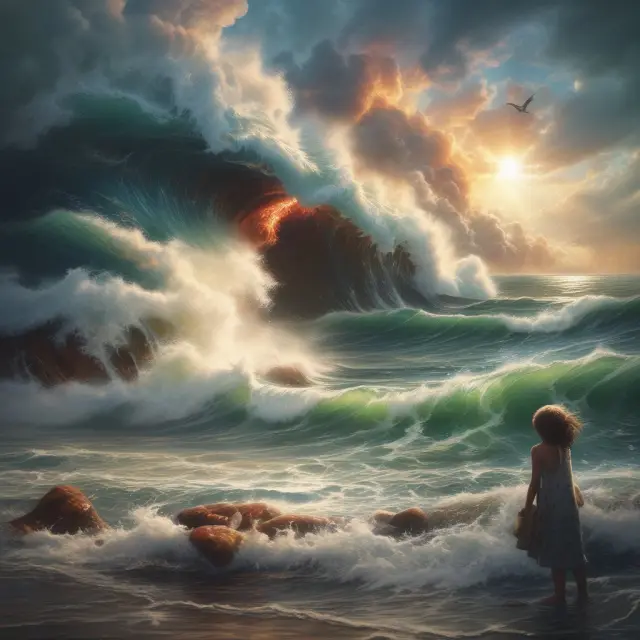 An illustration of cost-push inflation as a tsunami and demand-pull inflation as a phoenix to highlight their distinct causes and impacts