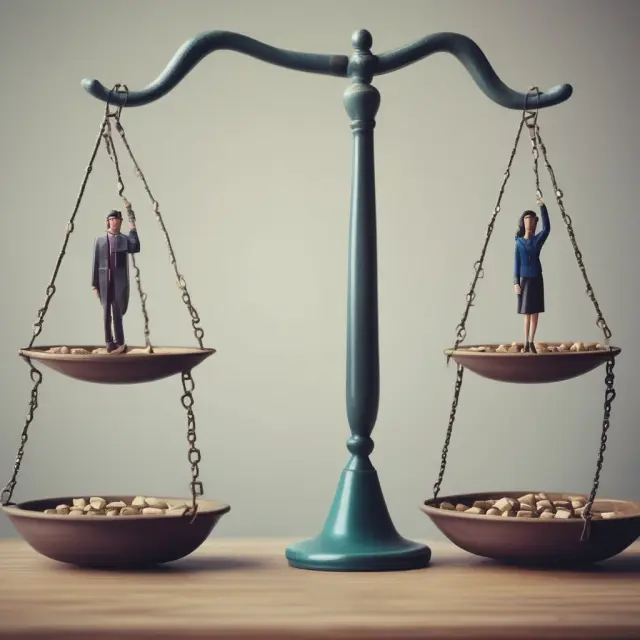 A job candidate and an employer each holding a scale, exchanging counteroffers to reach a fair compensation agreement