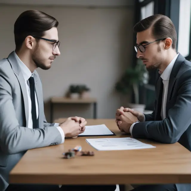 Negotiators engaging in counteroffer discussions, displaying anxiety and calmness, emphasizing emotional control in negotiations