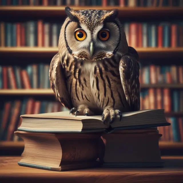 An owl studying various books and documents represents thorough research and preparation for creating effective counteroffers.