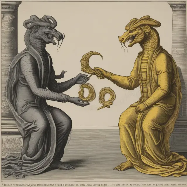 Two parties negotiating a derivatives contract, with one figure offering collateral in the form of gold coins to mitigate counterparty risk.