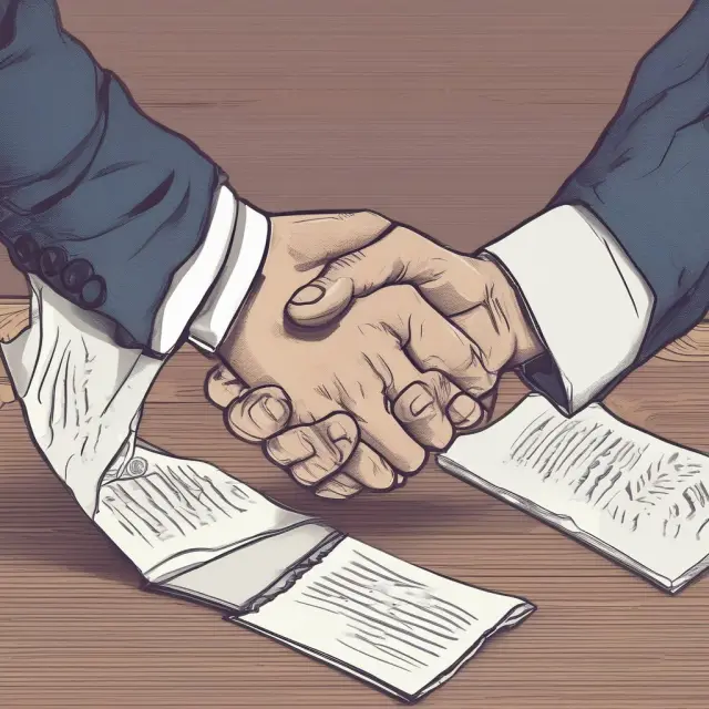 Two hands representing parties shaking on a contract, emphasizing the significance of legal agreements for effective counterparty risk management