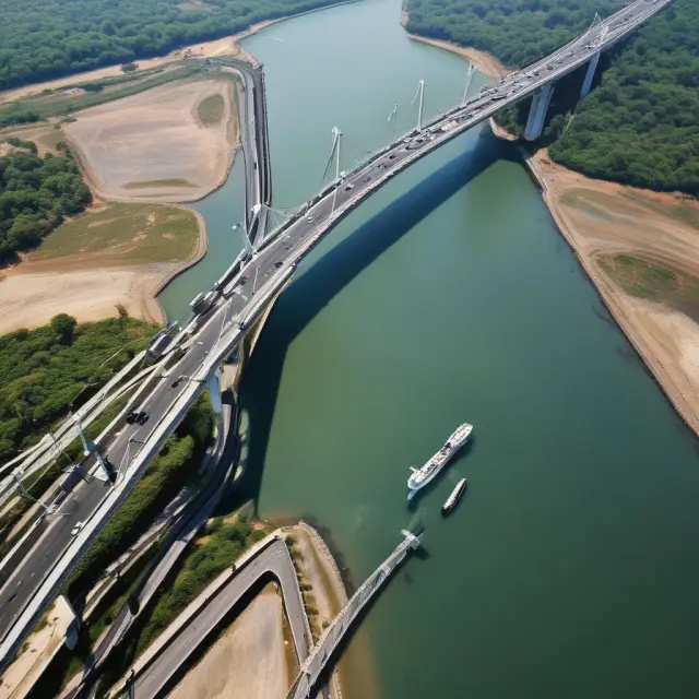 Image of a sturdy bridge connecting two landmasses, illustrating the connection created by countertrade for international trade.