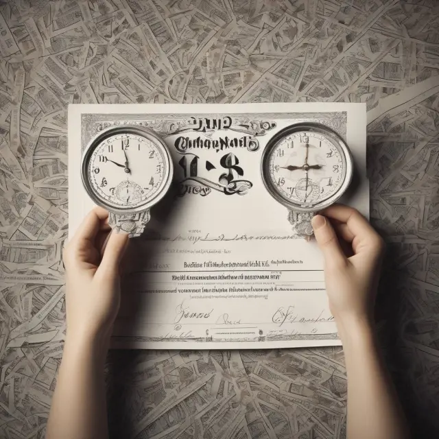 Image of clock hands and bond certificates representing the connection between coupon rates, time, and yield