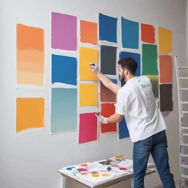 Artist applying custom colors to various canvases, symbolizing tailored cover letters for individual job applications