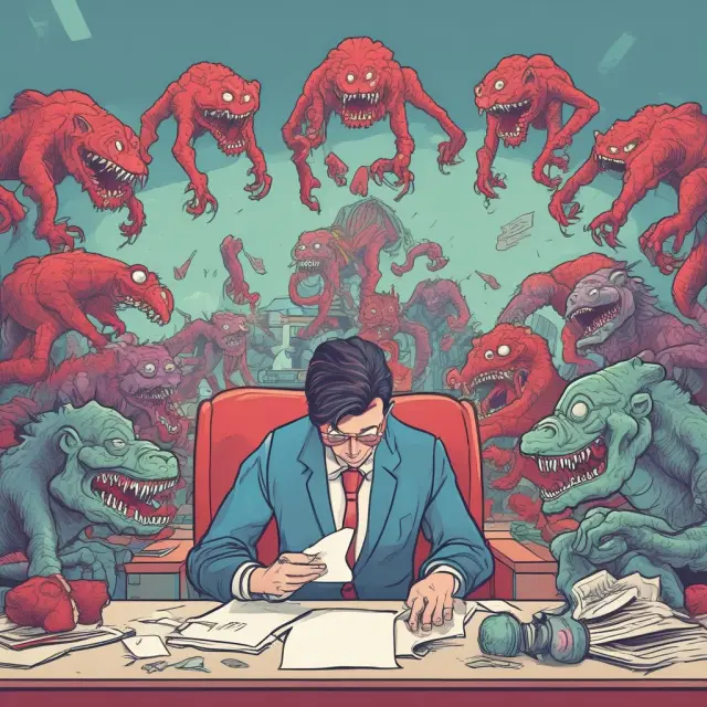 An applicant works on personalizing their cover letter while monsters representing common mistakes are vanquished. A clean, error-free letter emerges.