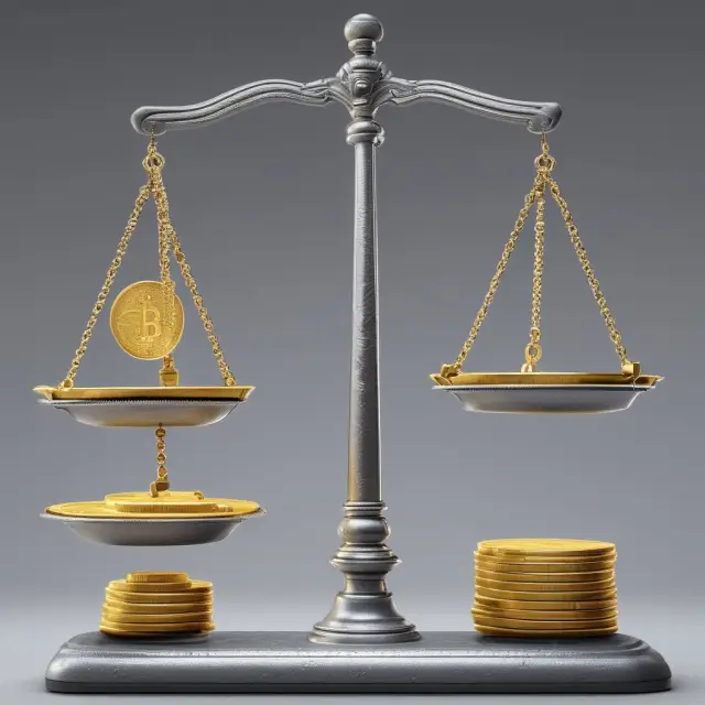 Gold and silver scales illustrating CIP: Gold coins represent GBP, Silver coins represent USD.