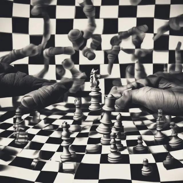Image: Two hands engaged in a game of chess, symbolizing Covered Interest Rate Parity (CIP) and Uncovered Interest Rate Parity (UIP), representing their differences in managing exchange rate risks.