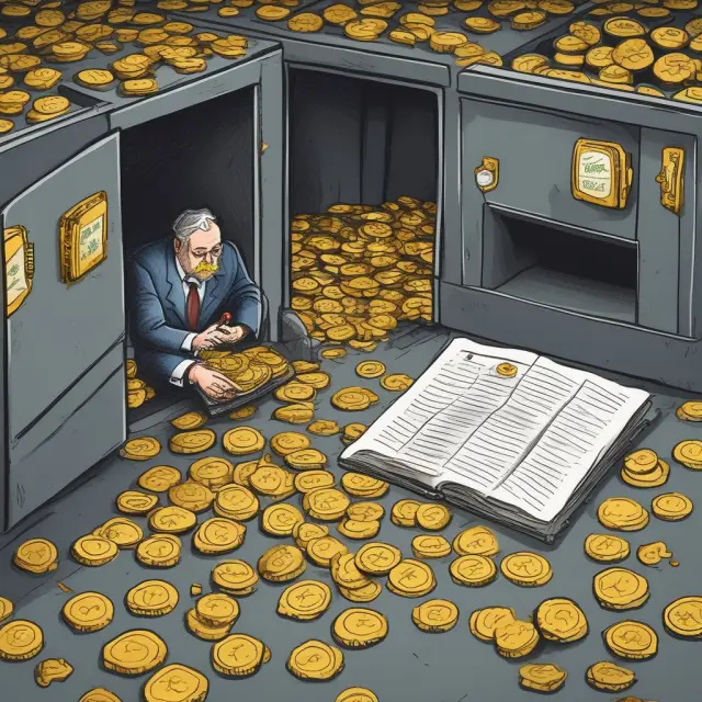 Golden coins symbolizing stocks in an IRA account with a hand writing covered calls on them, illustrating income generation within retirement savings
