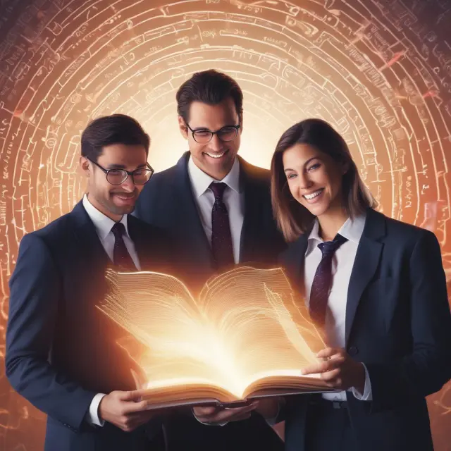 Accountants gathered around the AICPA Code of Professional Conduct book, symbolizing their commitment to ethical conduct and integrity.