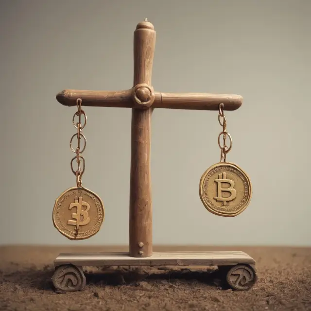 Two coins symbolizing CPC (head) and CPM (tail) models balancing on a seesaw, illustrating the difference in billing methods