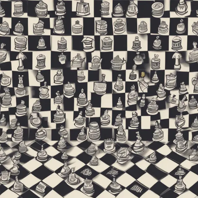 Brand logos on a chessboard, representing CPG competition and innovation.