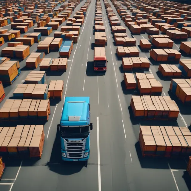 An agile supply chain web connects factories, warehouses, trucks, and retailers, adapting to the dynamic needs of consumer packaged goods
