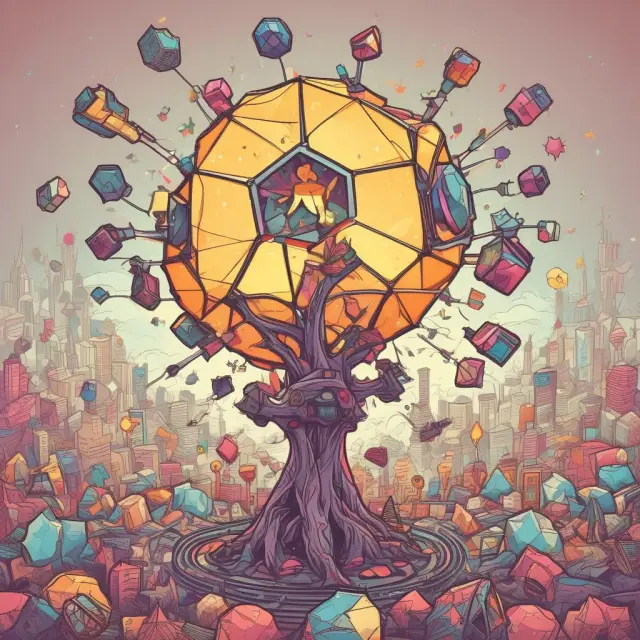 A kaleidoscope filled with innovative ideas, symbolizing the process of creative destruction, driving economic progress and change.