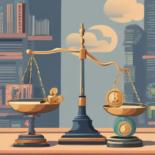 Three balance scales with commercial banks, investment companies, and insurance firms labeled on each side, symbolizing their significance as top employers for credit analysts