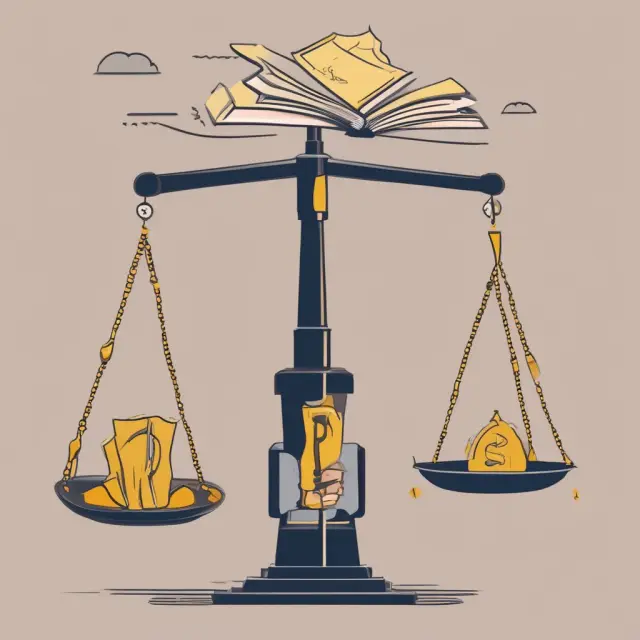A person holding a golden scale weighs their credit card statement balance against the revolving debt.