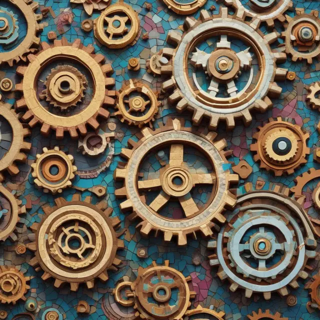Interconnected gears representing various meanings and applications of credit in finance.