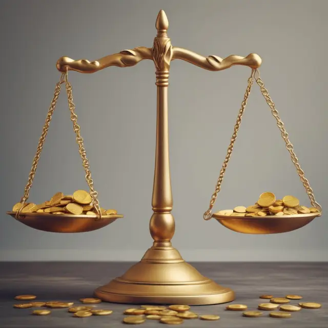 A pair of golden scales balancing coins symbolizing credit limits and responsible borrowing