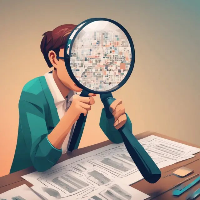 Person inspecting a credit report with a magnifying glass to identify and rectify errors