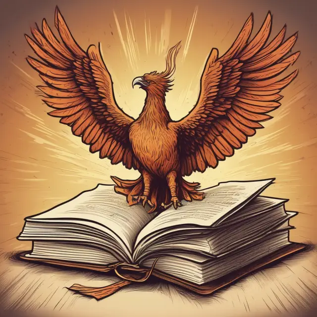 A mythical phoenix bird rises from an open book of credit reports, illustrating credit disputes and accuracy.