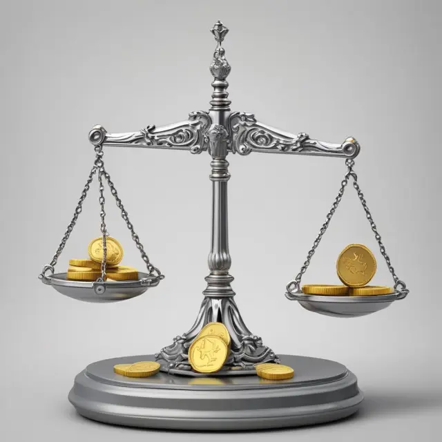 A balanced scale with gold coins for credit cards and silver coins for debit cards, symbolizing their functional differences and associated advantages and disadvantages