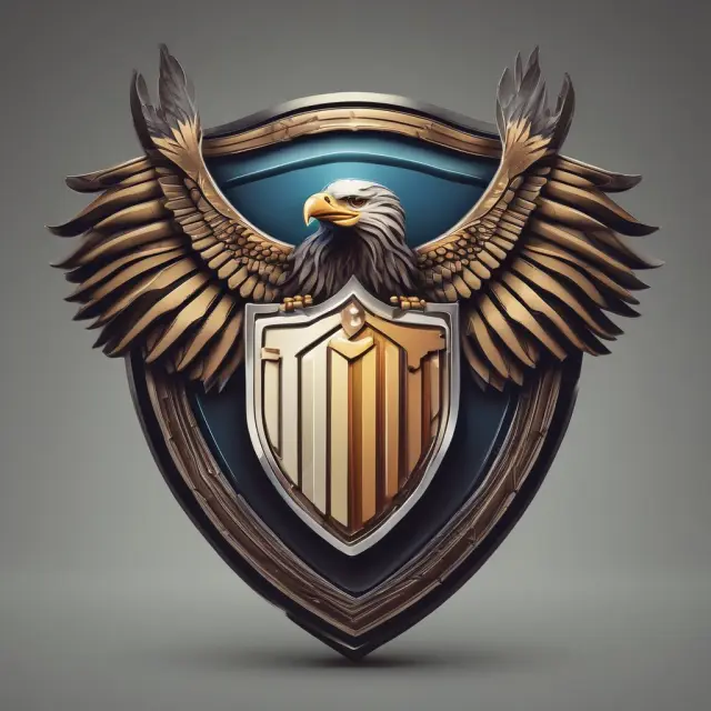 An eagle holding a shield of interlocking credit cards, emphasizing the importance of safeguarding yourself from fraud.