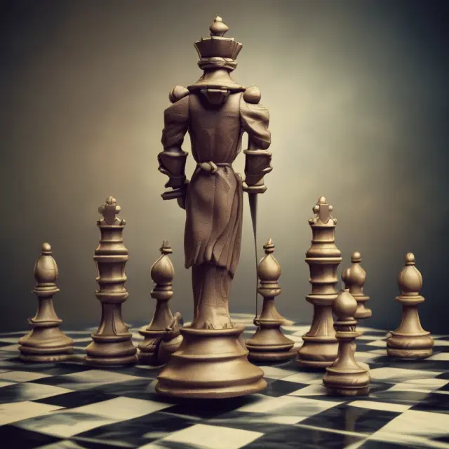 A game of chess with credit derivatives represented by swords, highlighting their potential advantages and risks.