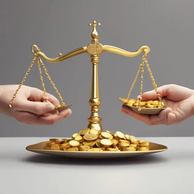 A golden hand exchanges CDS contracts between scales, representing the balance of financial gains and losses.