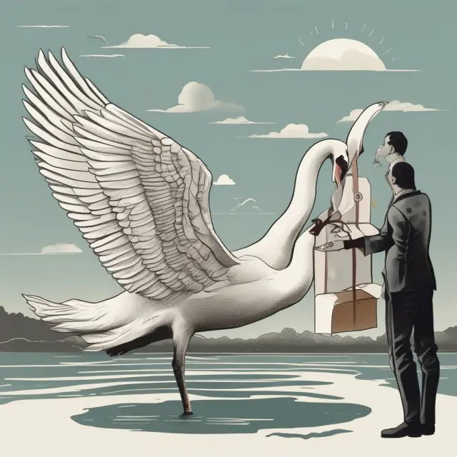 Lender passing a loan to a trust in the form of a swan, representing the creation of credit-linked notes