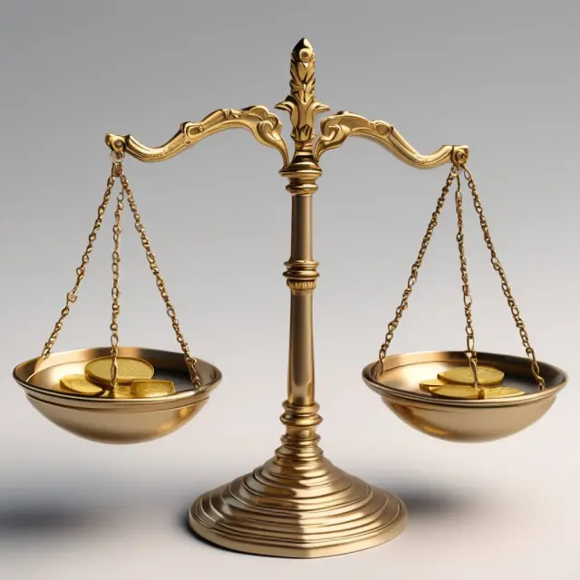 Golden scale balancing ethical debt collection practices (represented by gold coins) with Fair Debt Collection Practices Act regulations