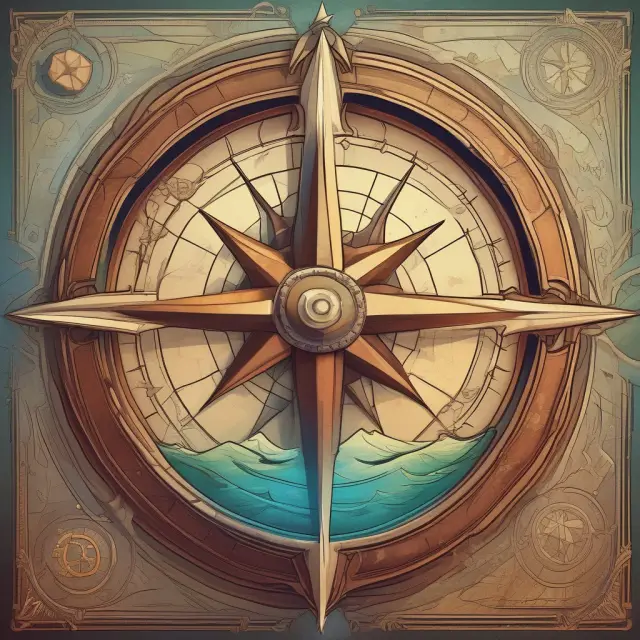A compass on a turbulent sea illustrating creditworthiness evaluation, featuring elements of financial analysis, economic conditions, industry trends, and business model.